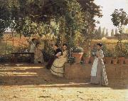 Silvestro lega In the wine bower painting